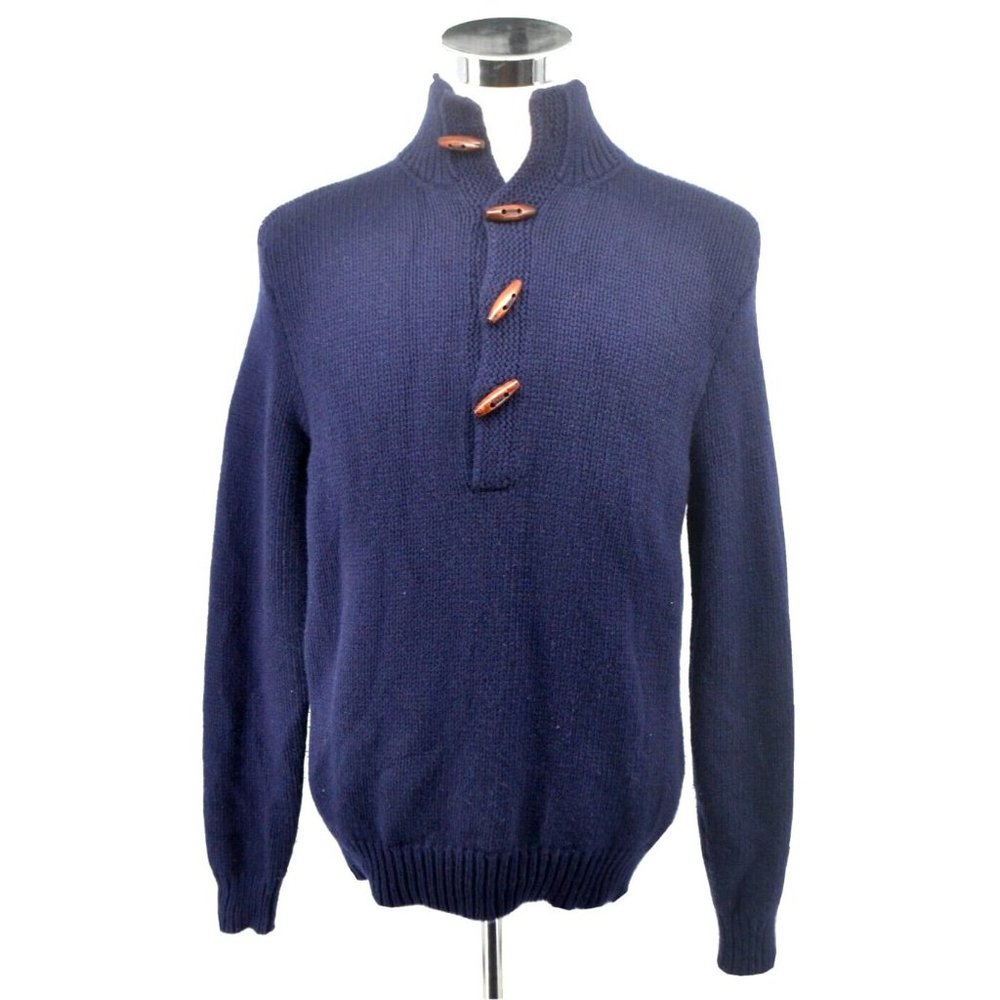 POLO RALPH LAUREN Men's 100% Wool Shawl Collar‎ Sweater SIZE LARGE Wooden Toggle